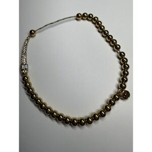 Michael Kors Gold Tone Beaded Crystal Slider Bracelet Rhinestone MK Logo CRAFT